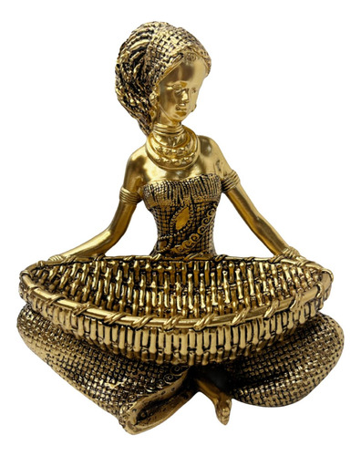 Escultura De Estatuilla De Mujer 14,3x10,2x16,2cm Dorado