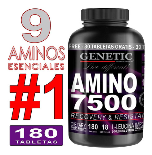 9 Aminoácidos 7500 Genetic Recuperación Muscular Sin Caloría