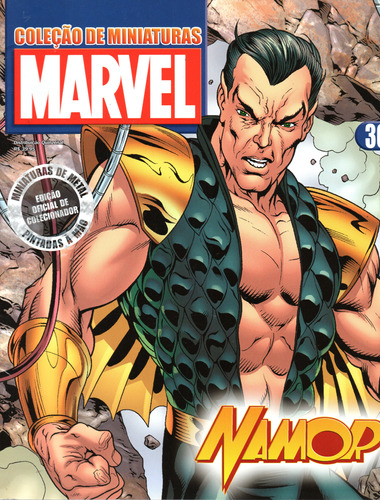 Revista Coleção De Miniaturas Marvel N° 36 - Namor + Miniatura - 18 Páginas Em Português - Editora Eaglemoss - Formato 22 X 27,5 - Capa Mole - 2013 - Bonellihq Mai24 