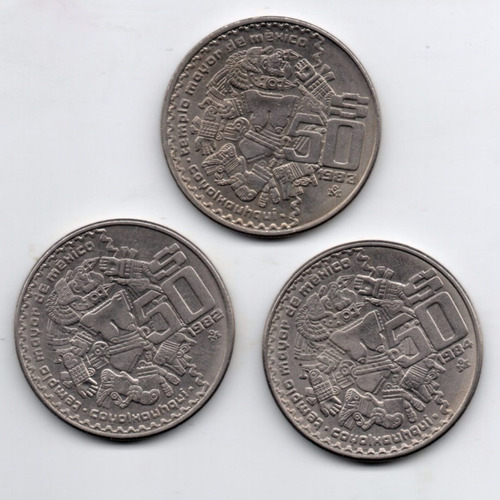 Set Moneda Cincuenta Pesos Templo Mayor 82,83,84 A1 26