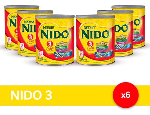 Leche En Polvo Nido 3 Lata 800g X 6 Unidad