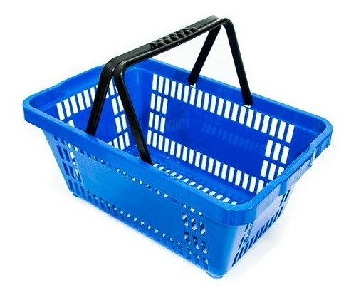 10pc Cesta Plástica Reforçada Cestinha Supermercado E Lojas Cor Azul