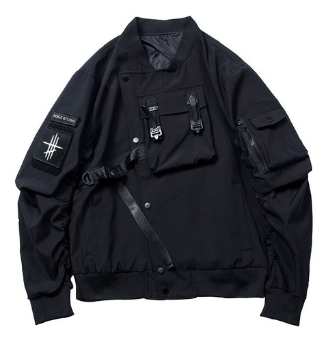 ¿bombardero Oscuro Pfnw? Chaqueta Techwear Pocket Patchwork