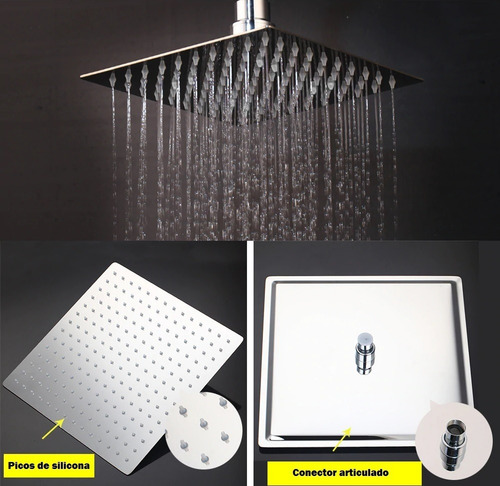 Imagen 8 de 8 de Set Grifería Monocomando + Ducha 20x20 + Duchador