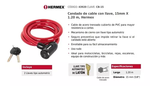 Candados de cable con llave, uso rudo, 1.20 m, Candados De Cable (Para  Bicicleta)