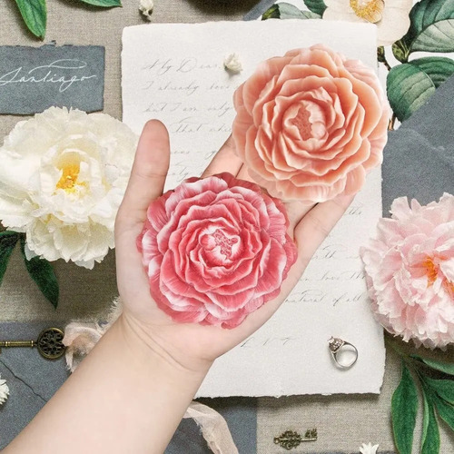 Molde De Jabón De Silicona De 2 Piezas Con Diseño Floral