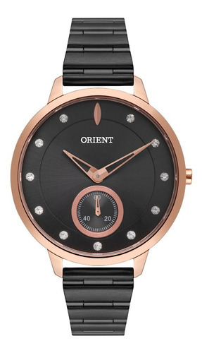 Relogio Feminino Grafite E Rose Gold Orient Pedras Swarovski