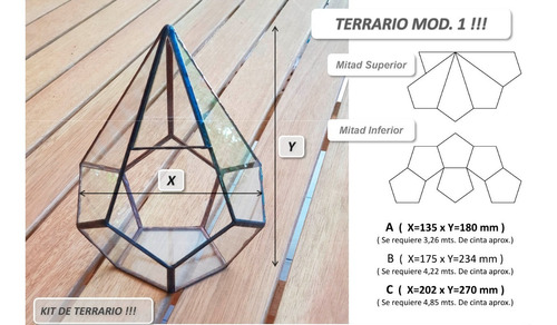 Imagen 2 de 2 de Kit De Vidrios Para Armar Terrario-fanal-vitaux-tiffany M-1c