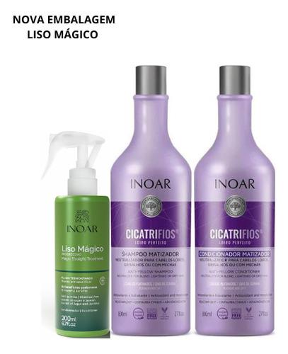 Inoar Cicatrifios Loiro Perfeito Sh+cd800+liso Mágico 200ml