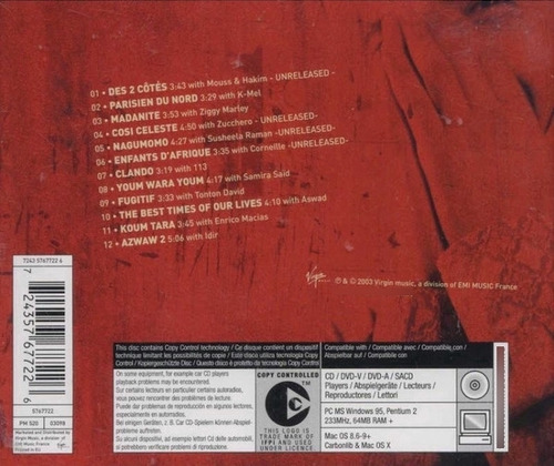 Cd Du Sud Au Nord (cheb Mami) Estándar