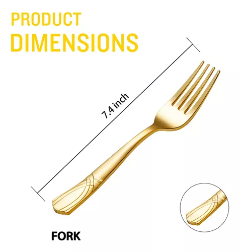 Supernal 400 tenedores de plástico dorados, tenedores desechables  resistentes, cubiertos de plástico dorado, tenedores de postre de plástico  dorado