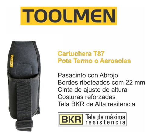 Imagen 2 de 4 de Cinto Cartuchera Porta Aerosol Termo Linterna Toolmen T87
