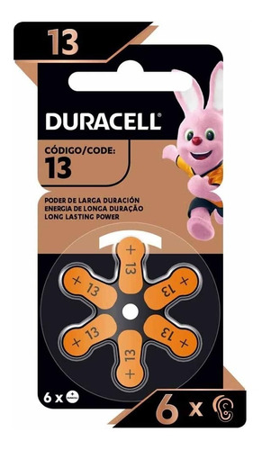 Duracell Pila 13 Botón Audífono 6 Unidades Blister