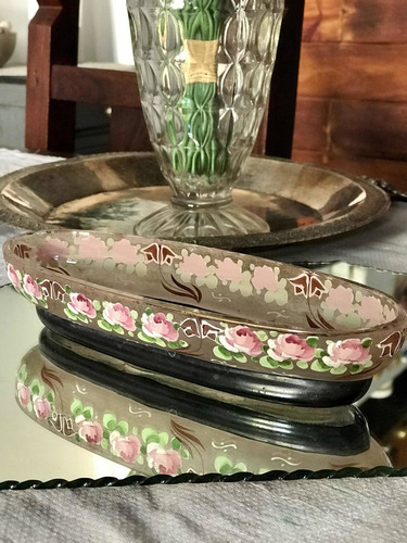 Imagen 2 de 8 de Antigua Peinera De Cristal Veneciano Pintada A Mano