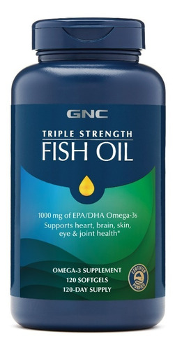 Aceite De Pescado De Triple Fuerza Gnc - 120 Cápsulas Blanda