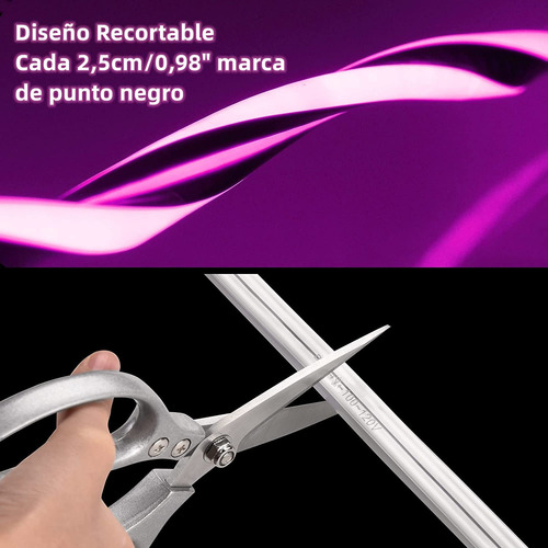 Tiras De Led Neón Luz Flexible Unicolor 5 Metros Cortar 12v Rosa