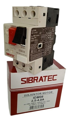 Disjuntor Motor Sibratec Idm08 Tripolar 2,5 A 4,0 Amperes