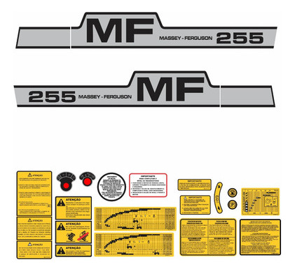 Kit Adesivos Trator Compatível Com Massey Ferguson 255 Cor PADRÃO