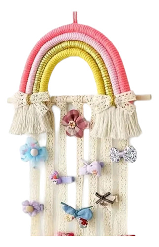 Organizador Moños Arcoiris Niña Macrame Accesorios 