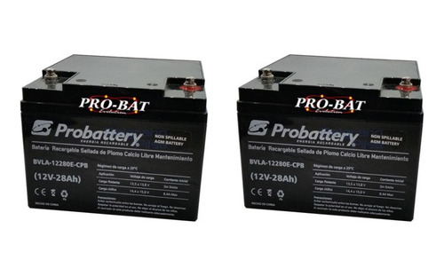 Bateria Probattery 12v 28ah Golfcar Silla De Ruedas Pack X 2