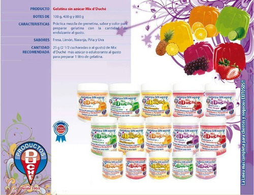 Imagen 4 de 4 de Gelatina Sin Azúcar Mix Duché 100 Gramos