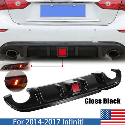 Black Rear Bumper Diffuser Spoiler Lip For 2014-2017 Inf Jjb