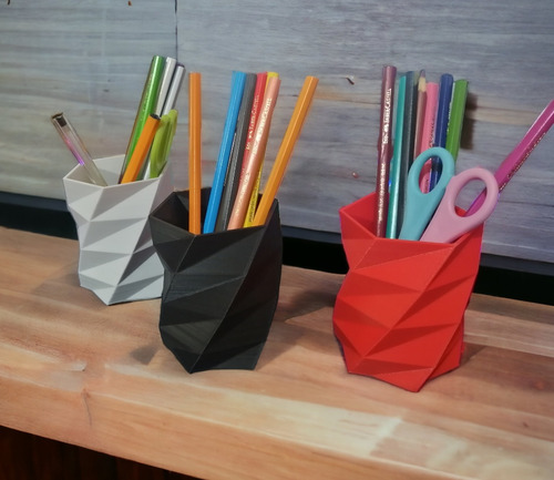 2 Porta Lápices/plumas Low Poly Espiral Impresos En 3d