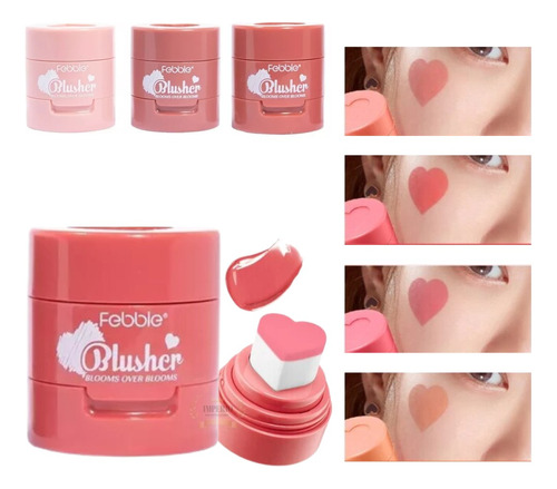 Rubor En Crema Sello Corazon Blush Maquillaje Febble Pack4
