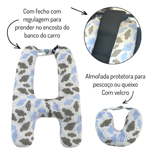 Almofada De Dormir Para Carro Com Almofada Para Queixo H Cor Nuvenzinha Azul