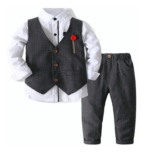 Traje De Vestir Formal Para Niños 3pcs Estilo Coreano