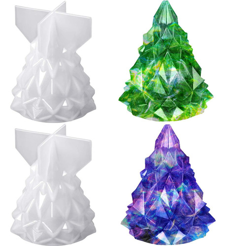 ^ 2pcs Molde Silicona Árbol De Navidad Árbol Molde Jabón
