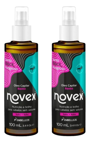 Oleo Capilar Novex 100ml Santo Black Poderoso - Kit C/ 2un