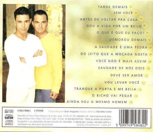 TARDE DEMAIS - ZEZÉ DI CAMARGO E LUCIANO (PLAYBACK OFICIAL COM LETRA) 