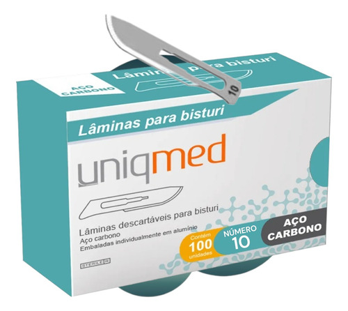 Lâmina De Bisturi Em Aço Carbono - Cabo 3 E 4 - Uniqmed