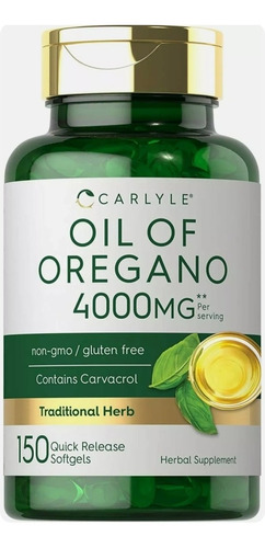 Aceite De Oregano (oil Oregano) 4000 Mg 150 Sofgels