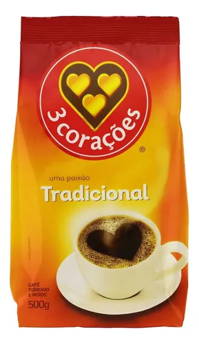 Café Torrado E Moído Tradicional Pacote 500g 3 Corações