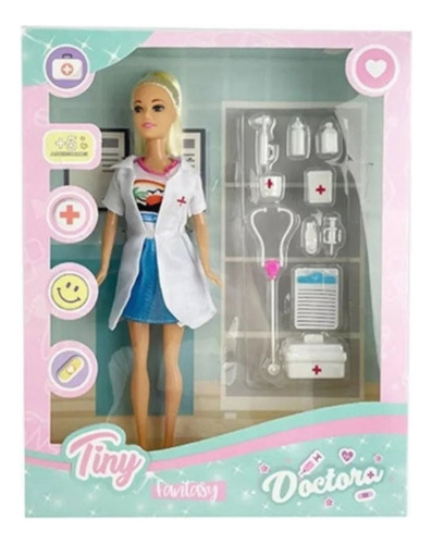 Muñeca Doctora Sebigus Tiny Articulada Con Accesorios Medica
