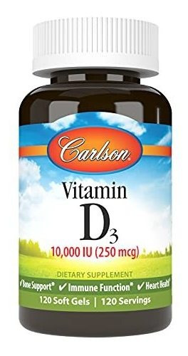 Vitamina D3 Carlson - 10000 Iu - 120 Cápsulas