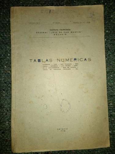 Tablas Numéricas Instituto Politécnico De Rosario 