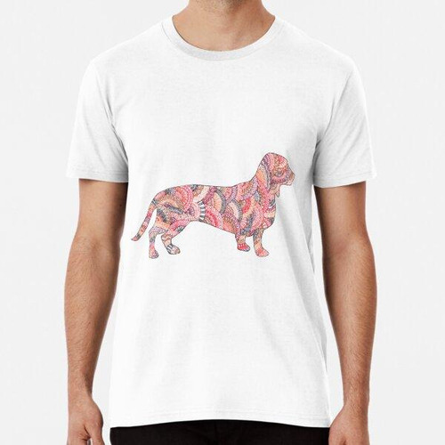 Remera Doodle De Patrón De Perro Dachshund Algodon Premium