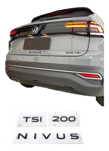 Emblemas Nivus 200 Tsi Preto Black Piano Traseiro Volkswagen