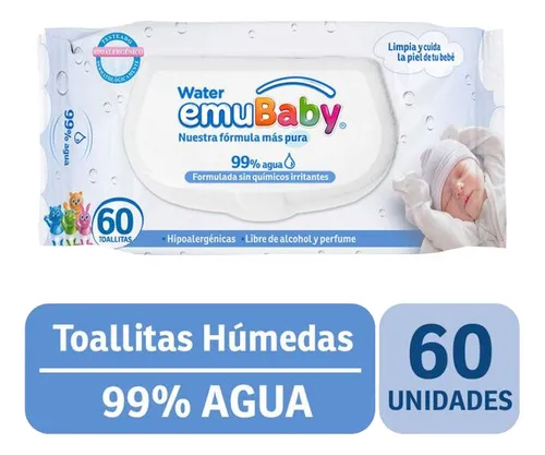 Emubaby 99% Agua Toallitas Humedas 60 Unidades