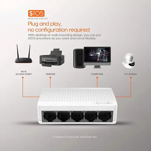 Switch Tenda Ethernet 5 Puertos 10/100mbps