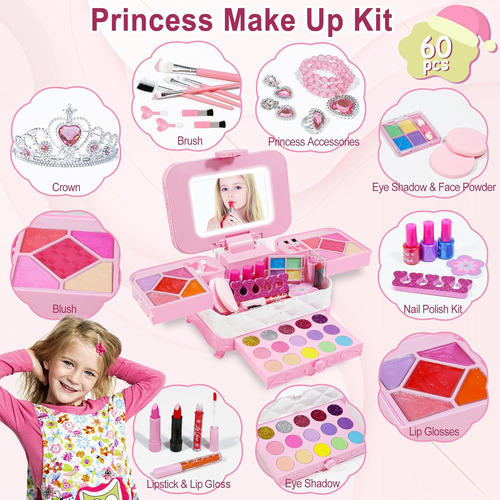 Kit De Maquillaje Para Niñas Con Espejo De Maquillaje Ilumin