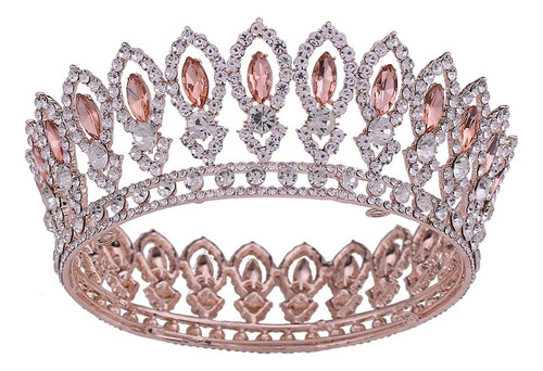 Corona De Reina De Cristal Barroco For Mujer, Redonda, Con