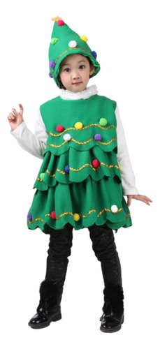 Aplicable A Vestido De Árbol De Navidad A Rayas Para Niñas,