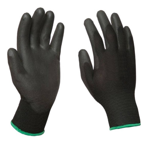 Guantes Nylon Poliuretano Negro Fácil Manejo Obra X 12 Pares