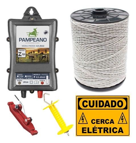 Kit Cerca Eletrica Para Gado Aparelho Choque + Acessórios