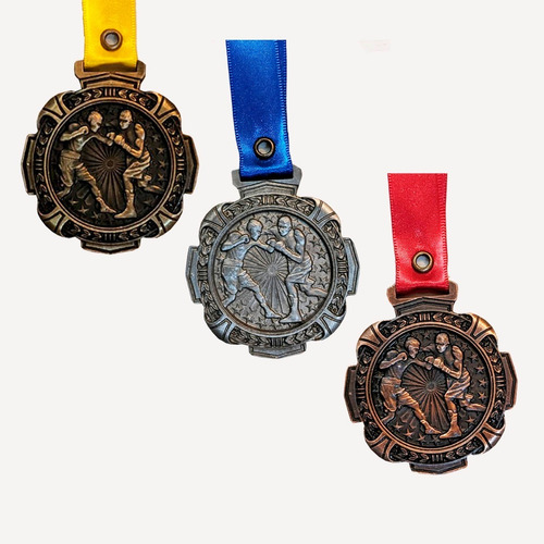 3 Medallas De Box Metalicas Oro Plata Cobre Mod Cali