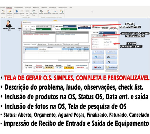 Imagem 7 de 10 de Sistema Assistência Técnica, Ordem De Serviço, Vendas Top